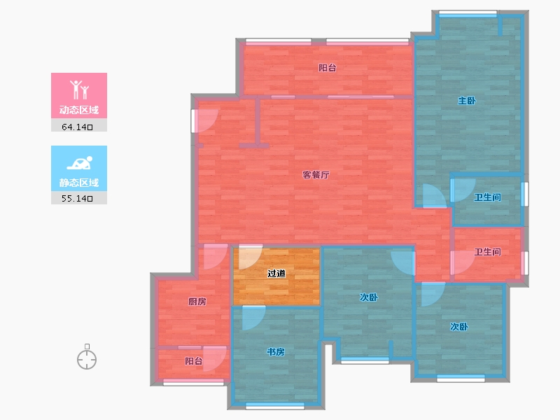 重庆-重庆市-荣盛城8号楼112m²-114.39-户型库-动静分区