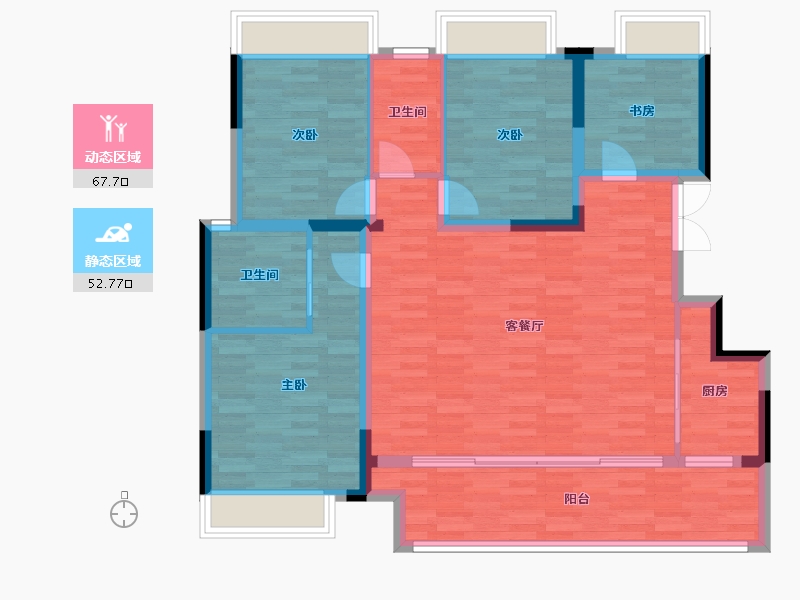 重庆-重庆市-绿地听江左岸39号楼,40号楼,43号楼,44号楼111m²-109.18-户型库-动静分区