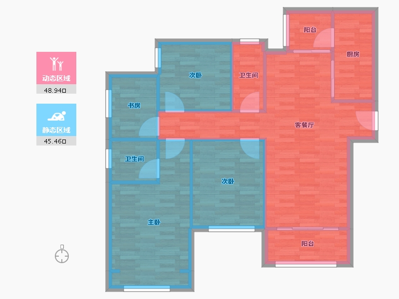 重庆-重庆市-荣盛城85m²-85.52-户型库-动静分区