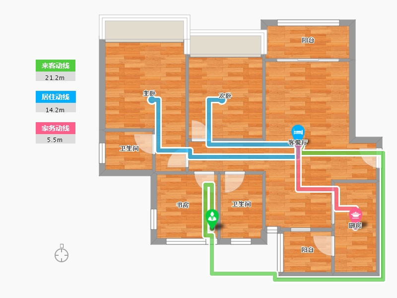 重庆-重庆市-荣盛城3号楼77m²-74.62-户型库-动静线