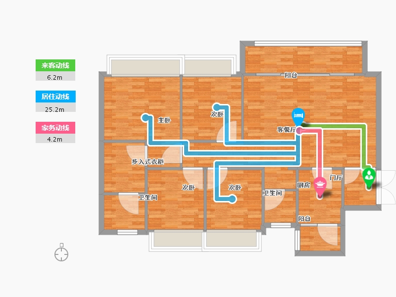 重庆-重庆市-荣盛城8地块2号楼,8地块3号楼,8地块4号楼105m²-105.00-户型库-动静线