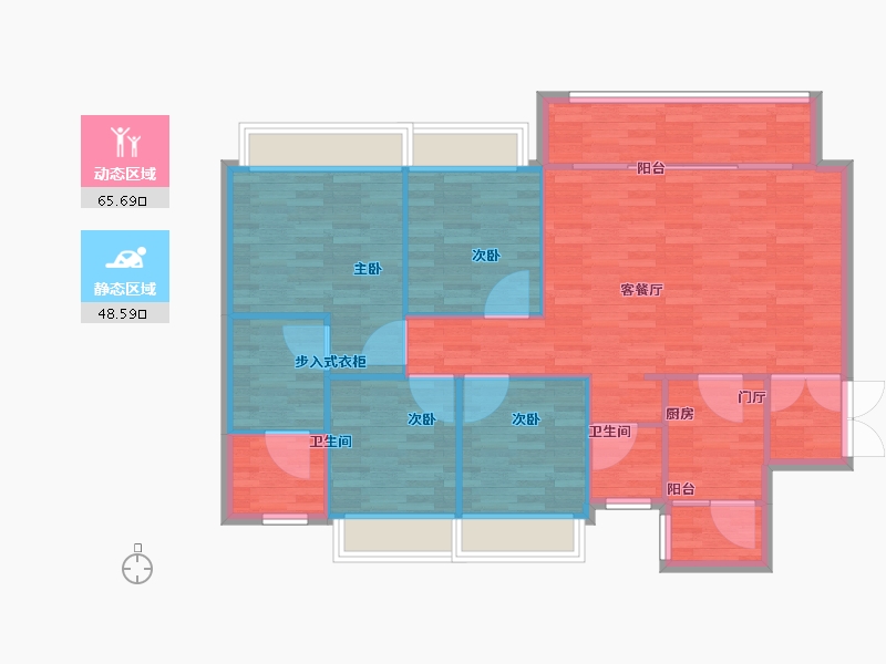 重庆-重庆市-荣盛城8地块2号楼,8地块3号楼,8地块4号楼105m²-105.00-户型库-动静分区