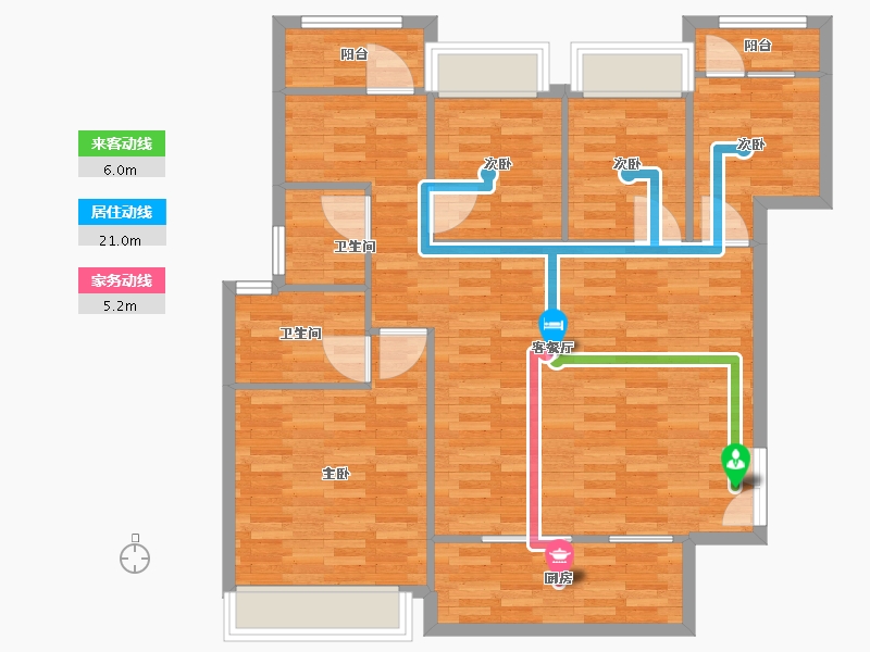 重庆-重庆市-荣盛城3地块3号楼,3地块4号楼,3地块5号楼,3地块10号楼,3地块11号楼102-102.00-户型库-动静线