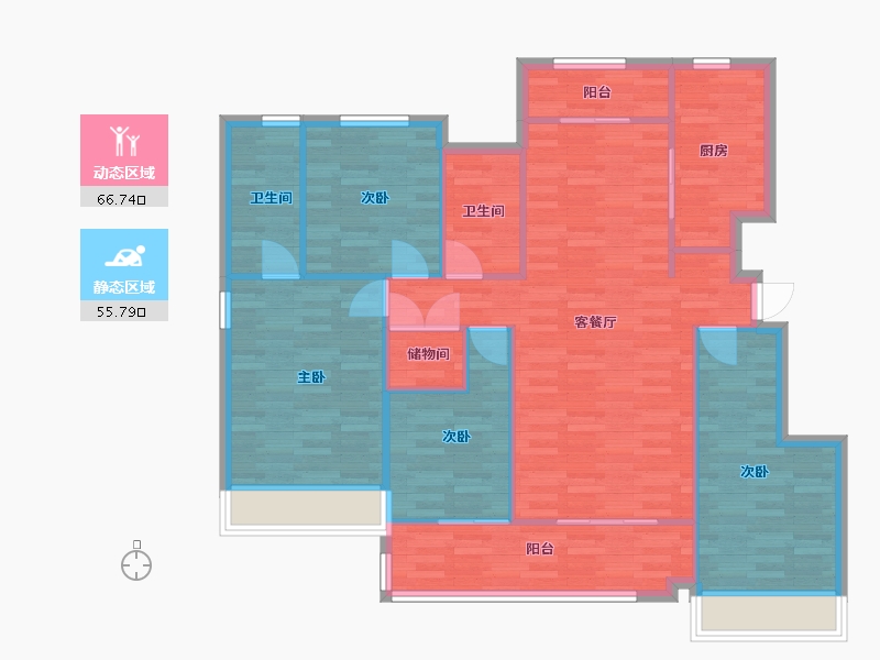 河南省-郑州市-天伦城洋房5,6,7,8,10,11,12号楼140m²-111.99-户型库-动静分区