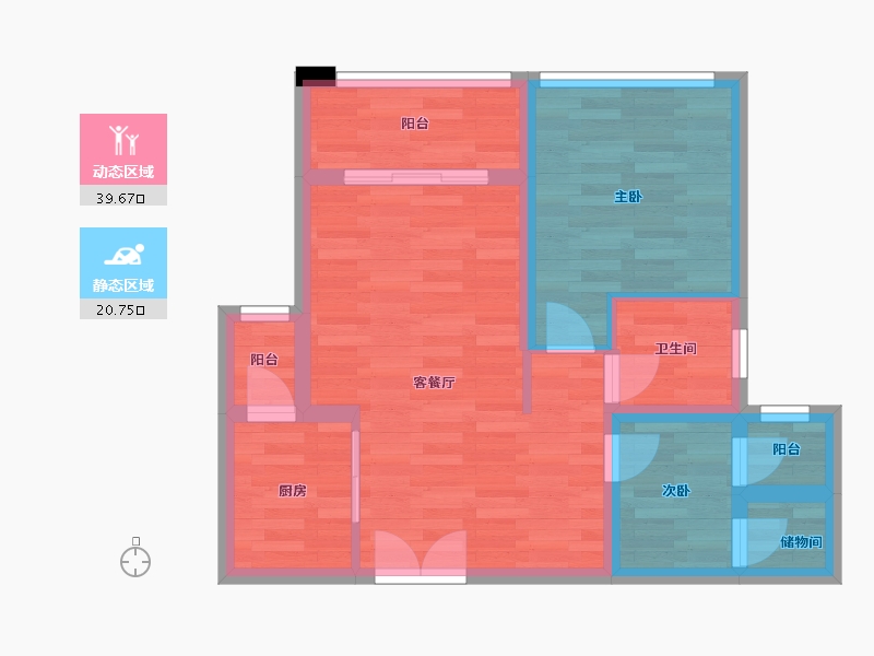 重庆-重庆市-康田栖樾规划40号楼,规划41号楼53m²-53.00-户型库-动静分区