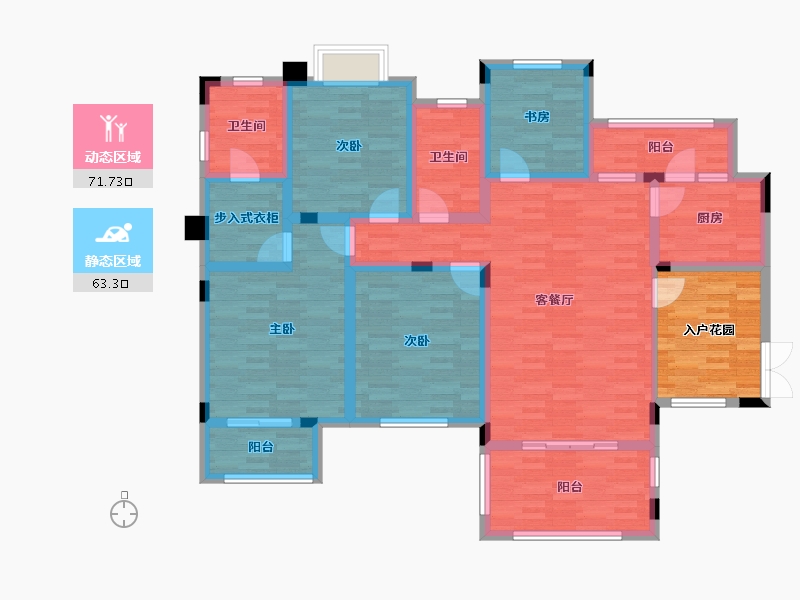 重庆-重庆市-康田栖樾规划25号楼,规划26号楼,21号楼,23号楼,24号楼,25号楼,-129.01-户型库-动静分区