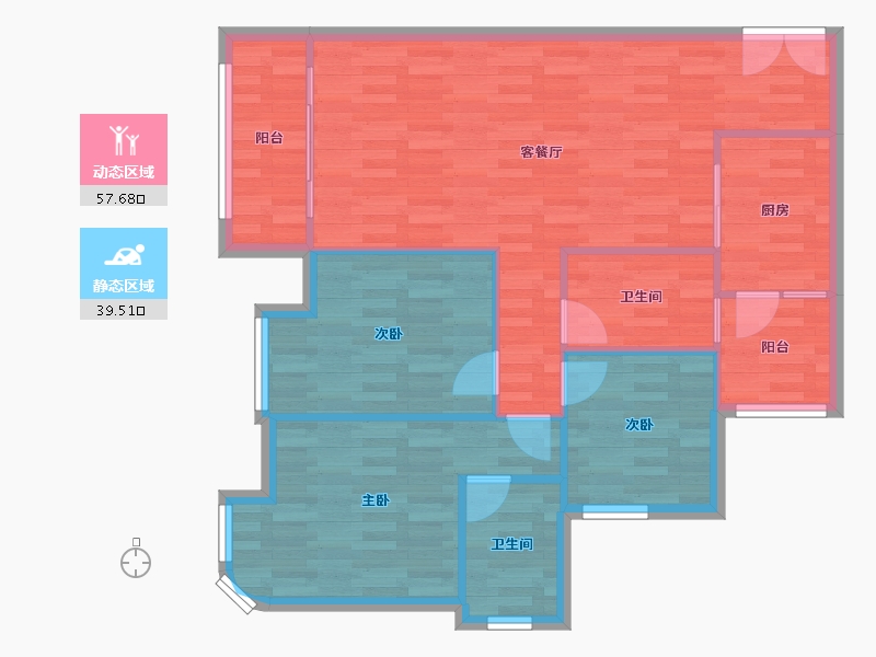 重庆-重庆市-新鸥鹏教育城二期7号楼,二期10号楼89m²-88.71-户型库-动静分区