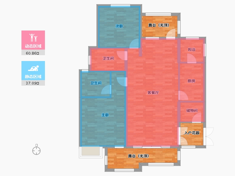 重庆-重庆市-康田栖樾1号楼,2号楼159m²-107.48-户型库-动静分区