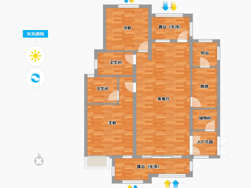 重庆-重庆市-康田栖樾1号楼,2号楼159m²-107.48-户型库-采光通风