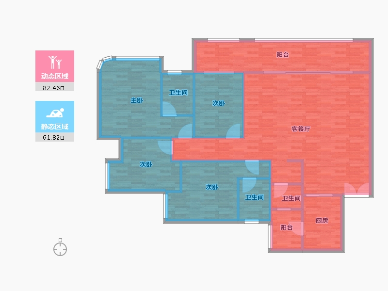 重庆-重庆市-新鸥鹏教育城二期7号楼,二期10号楼128m²-132.81-户型库-动静分区