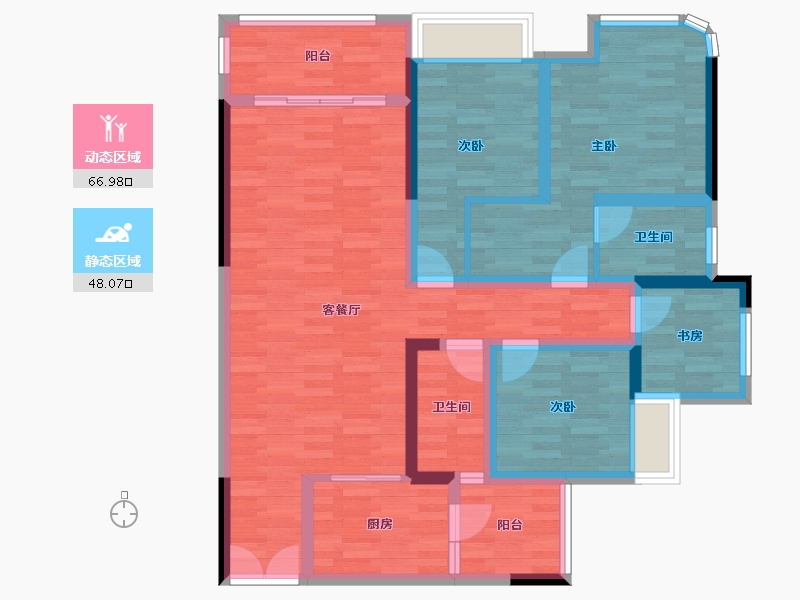 重庆-重庆市-新鸥鹏教育城二期7号楼,二期10号楼106m²-101.48-户型库-动静分区