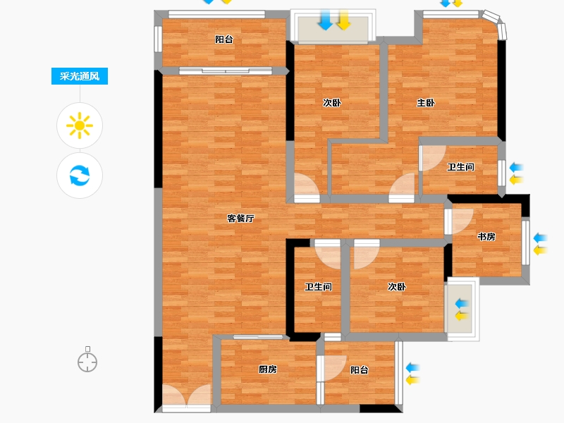 重庆-重庆市-新鸥鹏教育城二期7号楼,二期10号楼106m²-101.48-户型库-采光通风