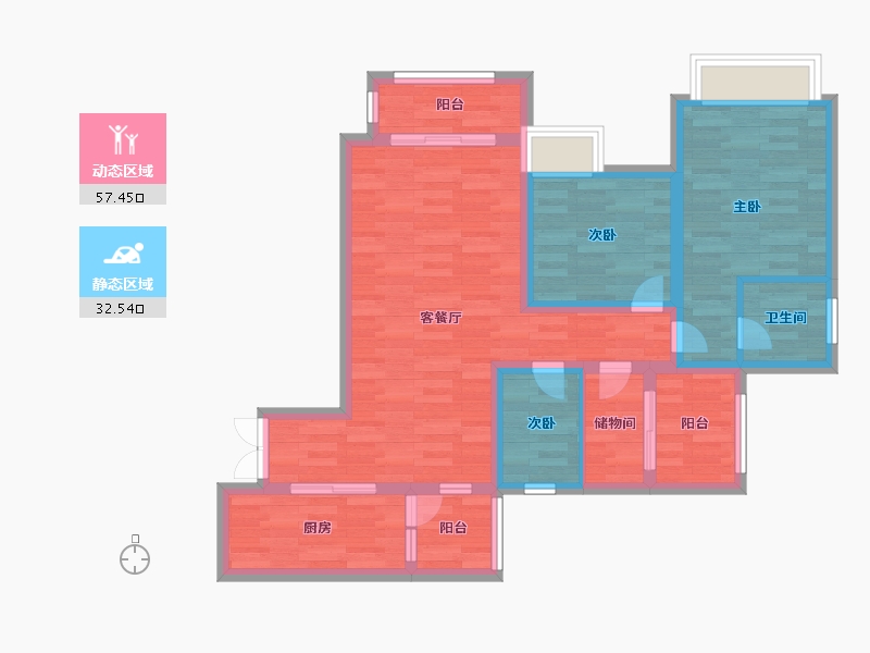 重庆-重庆市-康田栖樾规划40号楼,规划41号楼79m²-78.99-户型库-动静分区