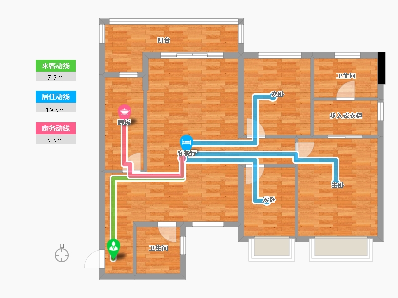 重庆-重庆市-恒大麓山湖高层5号楼102m²-98.53-户型库-动静线