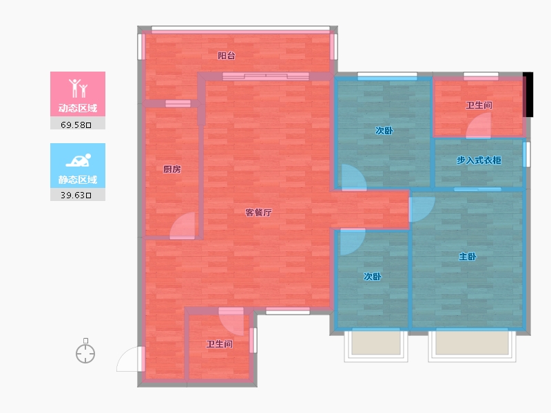 重庆-重庆市-恒大麓山湖高层5号楼102m²-98.53-户型库-动静分区