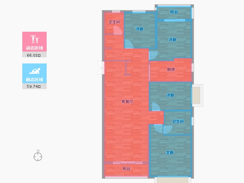 河南省-郑州市-申泰中原印象143m²-114.40-户型库-动静分区