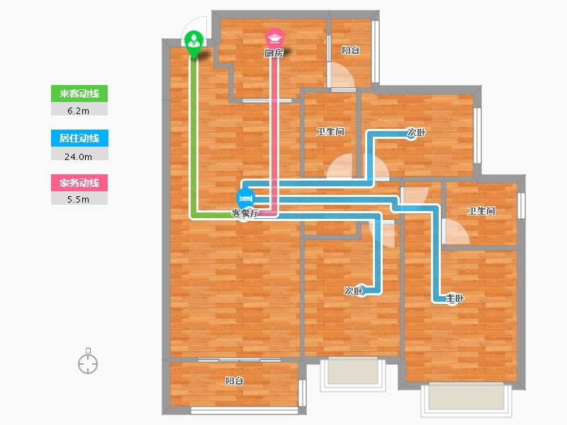 重庆-重庆市-恒大麓山湖高层5号楼100m²-96.88-户型库-动静线