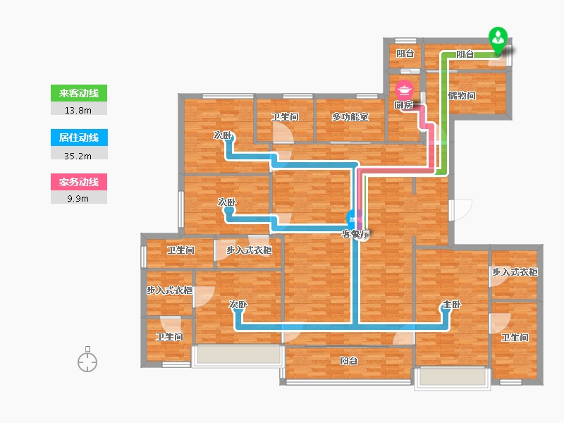 河南省-郑州市-亚新紫藤公馆3号楼建面218m2-174.41-户型库-动静线