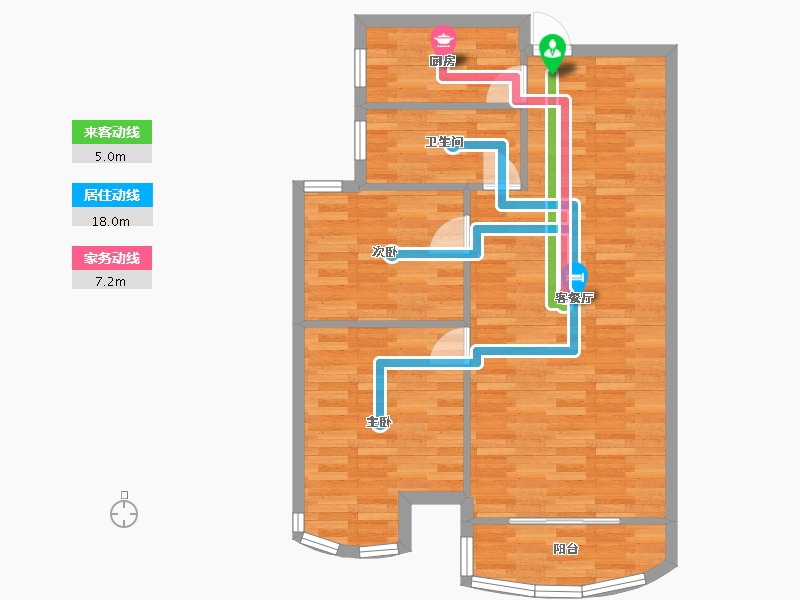 河南省-郑州市-腾威城2号楼91m²-72.80-户型库-动静线