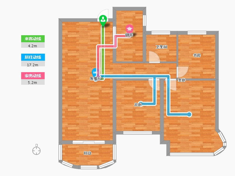 河南省-郑州市-腾威城6号楼118m²-94.41-户型库-动静线