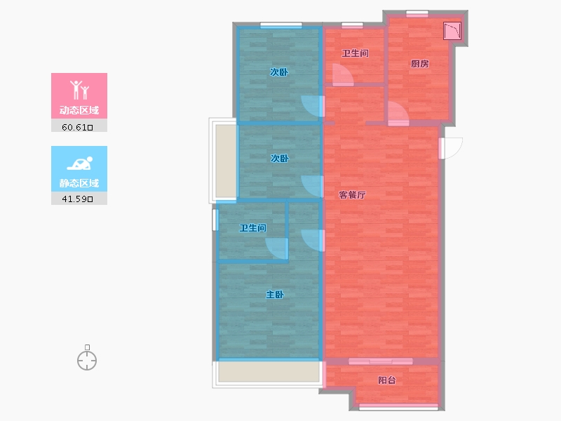 河南省-郑州市-天伦城高层15号楼115m²-92.01-户型库-动静分区