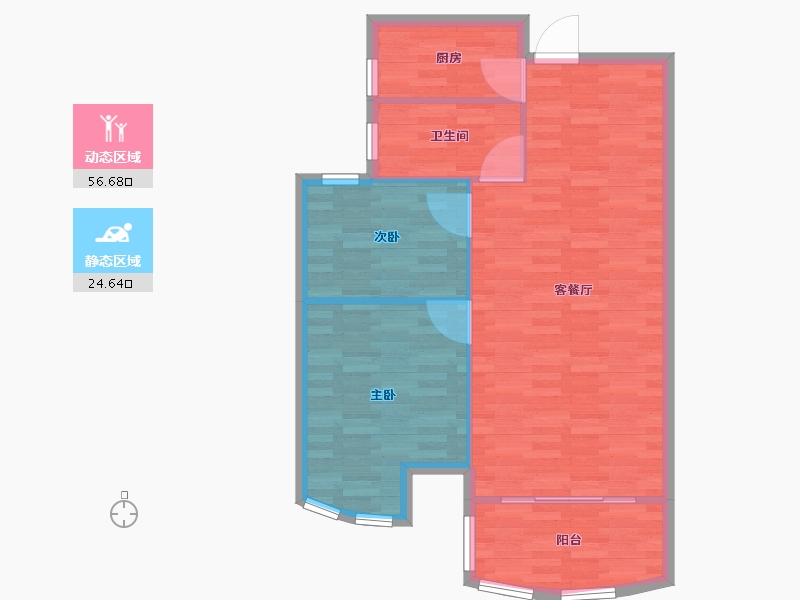 河南省-郑州市-腾威城6号楼93m²-74.90-户型库-动静分区