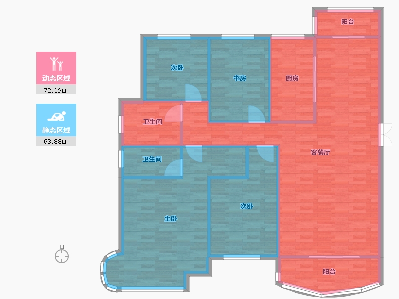 河南省-郑州市-腾威城6号楼157m²-125.60-户型库-动静分区