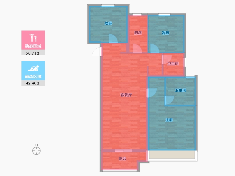 河南省-郑州市-天伦城高层15号楼119m²-95.19-户型库-动静分区