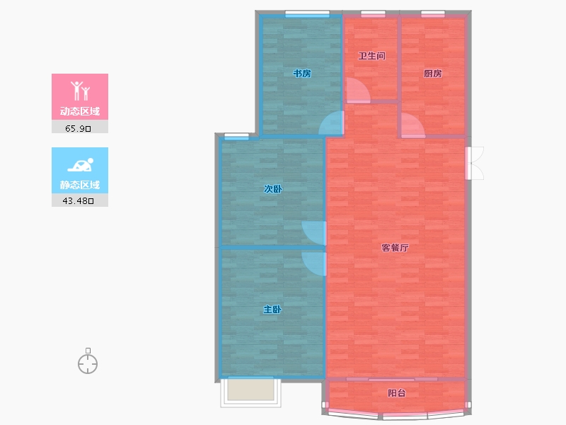 河南省-郑州市-腾威城2号楼127m²-101.60-户型库-动静分区