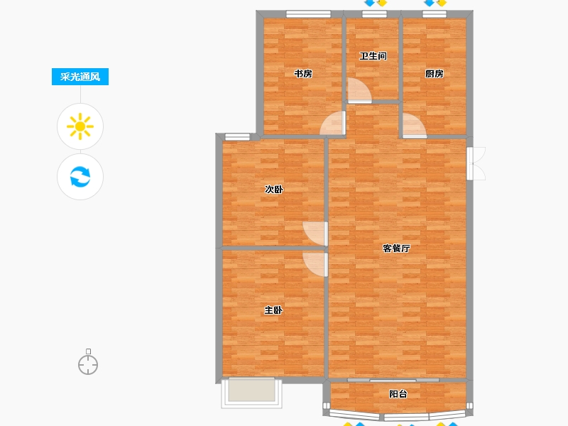 河南省-郑州市-腾威城2号楼127m²-101.60-户型库-采光通风