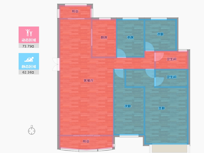 河南省-郑州市-腾威城6号楼157m²-125.60-户型库-动静分区