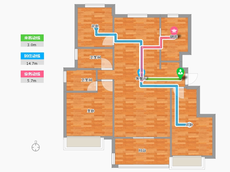 河南省-郑州市-天伦城洋房2号楼,洋房3号楼125m²-100.00-户型库-动静线