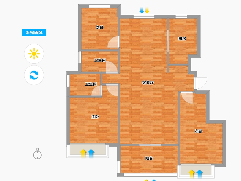 河南省-郑州市-天伦城洋房2号楼,洋房3号楼125m²-100.00-户型库-采光通风