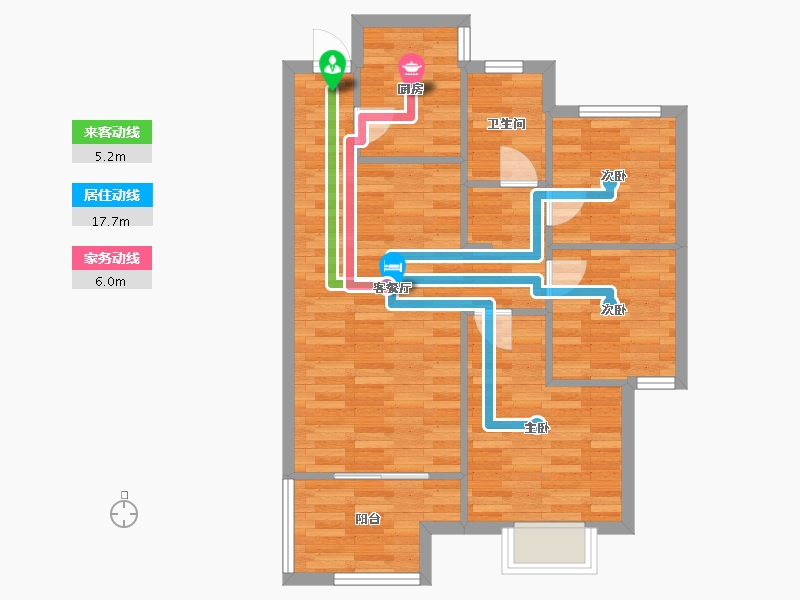 河南省-郑州市-泰山誉景2号地2号楼87m²-69.61-户型库-动静线