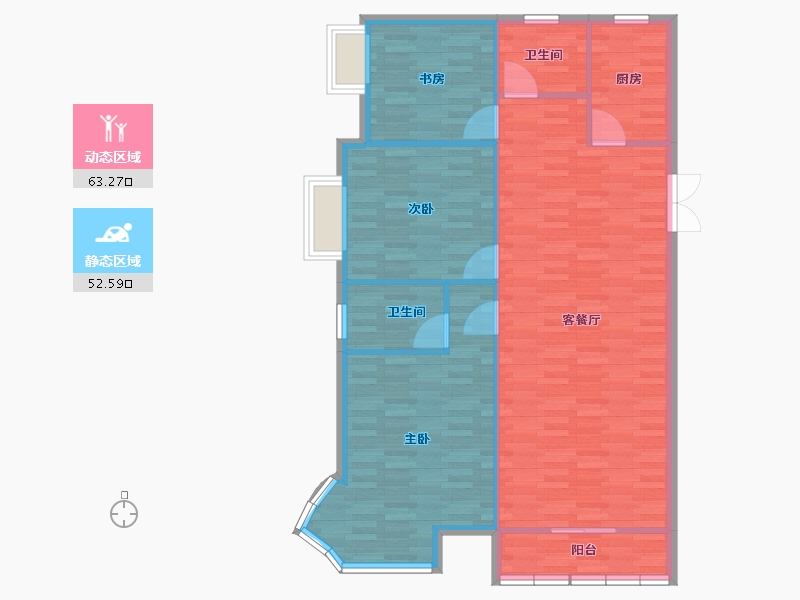 河南省-郑州市-腾威城1号楼134m²-107.20-户型库-动静分区