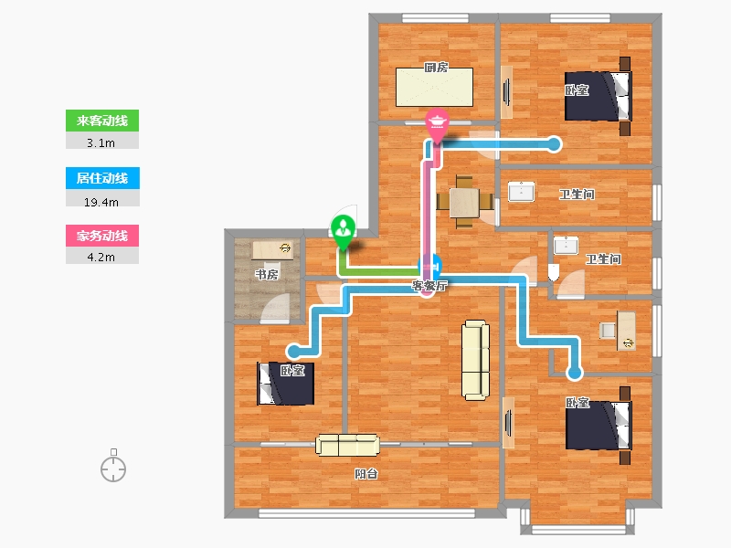 山东省-青岛市-海尔产城创云玺7，8号楼155㎡-124.18-户型库-动静线