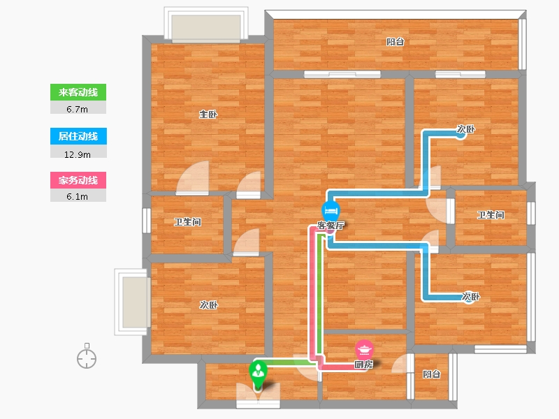 四川省-成都市-成都长虹天樾建面138m2-110.18-户型库-动静线