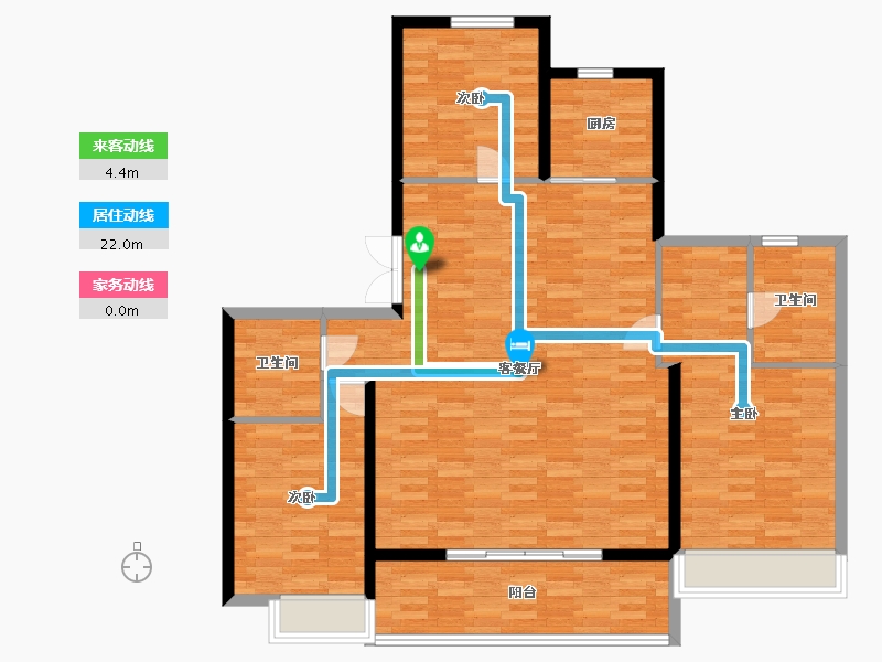 山东省-青岛市-佳源华府1，3号楼C户型151m²-121.86-户型库-动静线