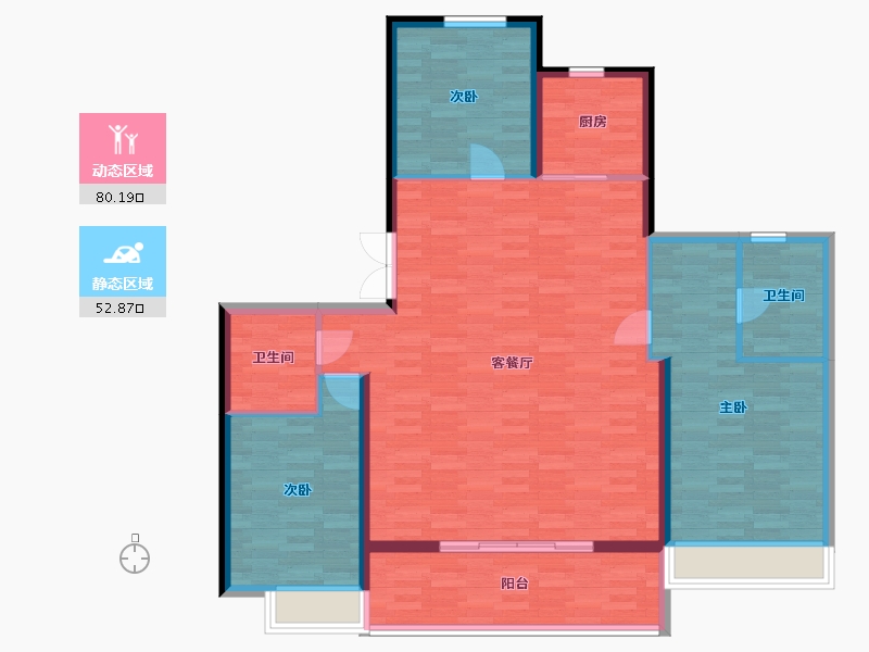 山东省-青岛市-佳源华府1，3号楼C户型151m²-121.86-户型库-动静分区