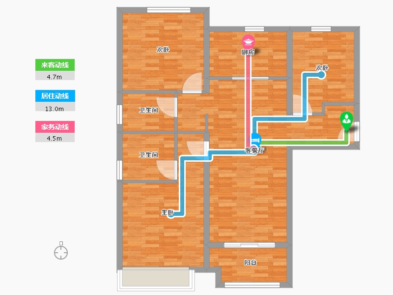 河南省-郑州市-万科世曦1号楼,2号楼117m²-93.60-户型库-动静线