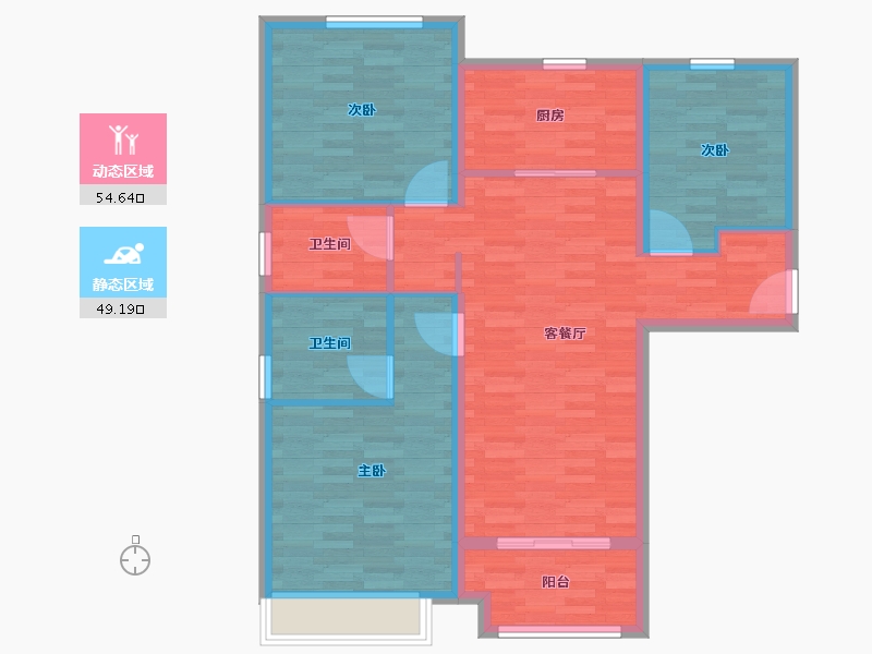 河南省-郑州市-万科世曦1号楼,2号楼117m²-93.60-户型库-动静分区