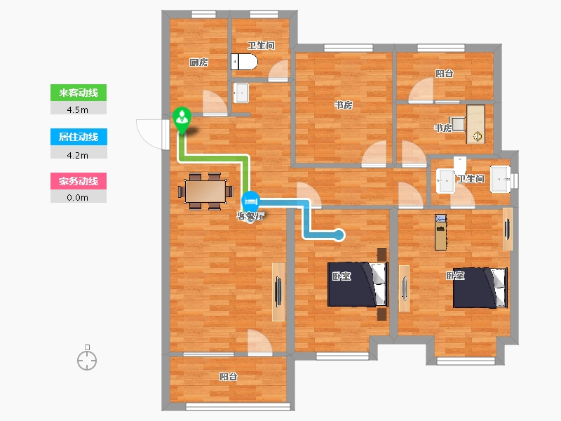 山东省-青岛市-中联依山伴城四期3号楼F127m²-101.01-户型库-动静线