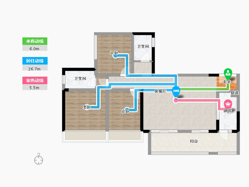 四川省-成都市-听湖九园4栋,5栋,6栋118m²-96.58-户型库-动静线