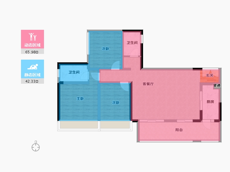 四川省-成都市-听湖九园4栋,5栋,6栋118m²-96.58-户型库-动静分区