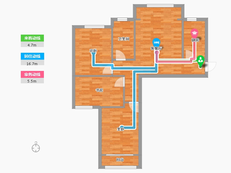 河南省-郑州市-物华国际1号楼89m²-71.20-户型库-动静线