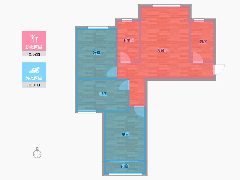 河南省-郑州市-物华国际1号楼89m²-71.20-户型库-动静分区