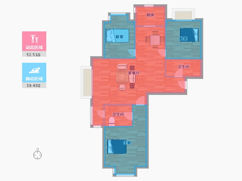 山东省-青岛市-中建锦绣城7号楼126m²-83.34-户型库-动静分区