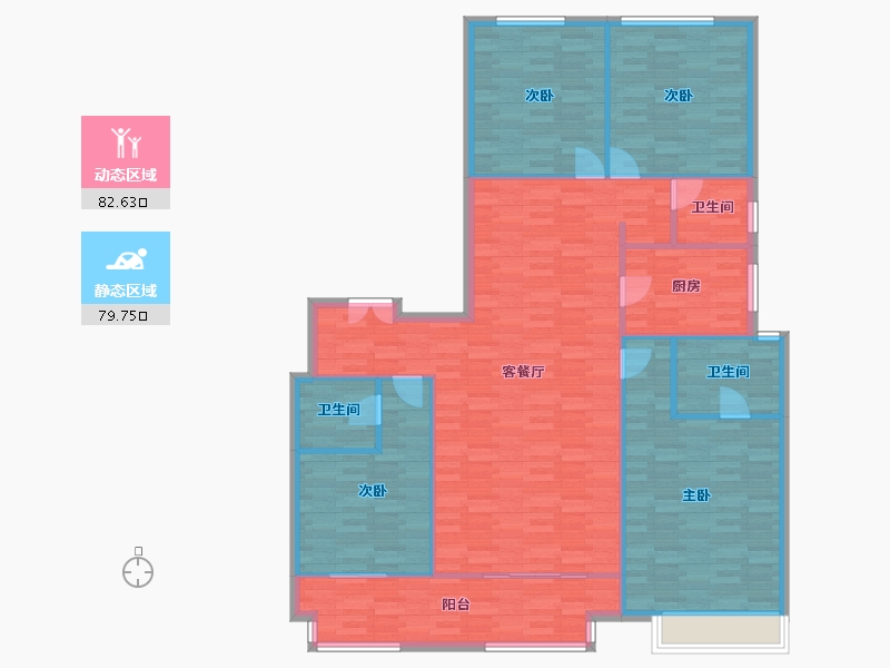 河南省-郑州市-鑫苑金水观城1号楼,2号楼188m²-150.40-户型库-动静分区