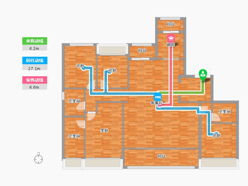 重庆-重庆市-重庆蘭园1号楼,5号楼155m²-152.82-户型库-动静线