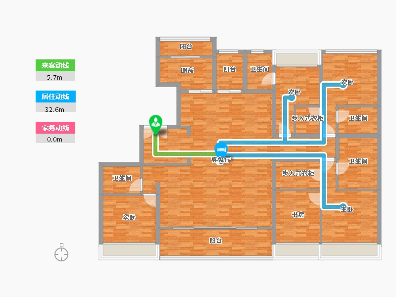 重庆-重庆市-重庆蘭园1号楼,187m²-177.09-户型库-动静线